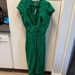Free People Vibrant Green Midi Dress